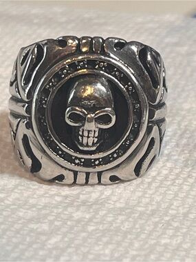 Stainless Steel Big Mens Gothic Biker Skull Ring